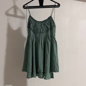 Green Sleeveless Ruffle Dress